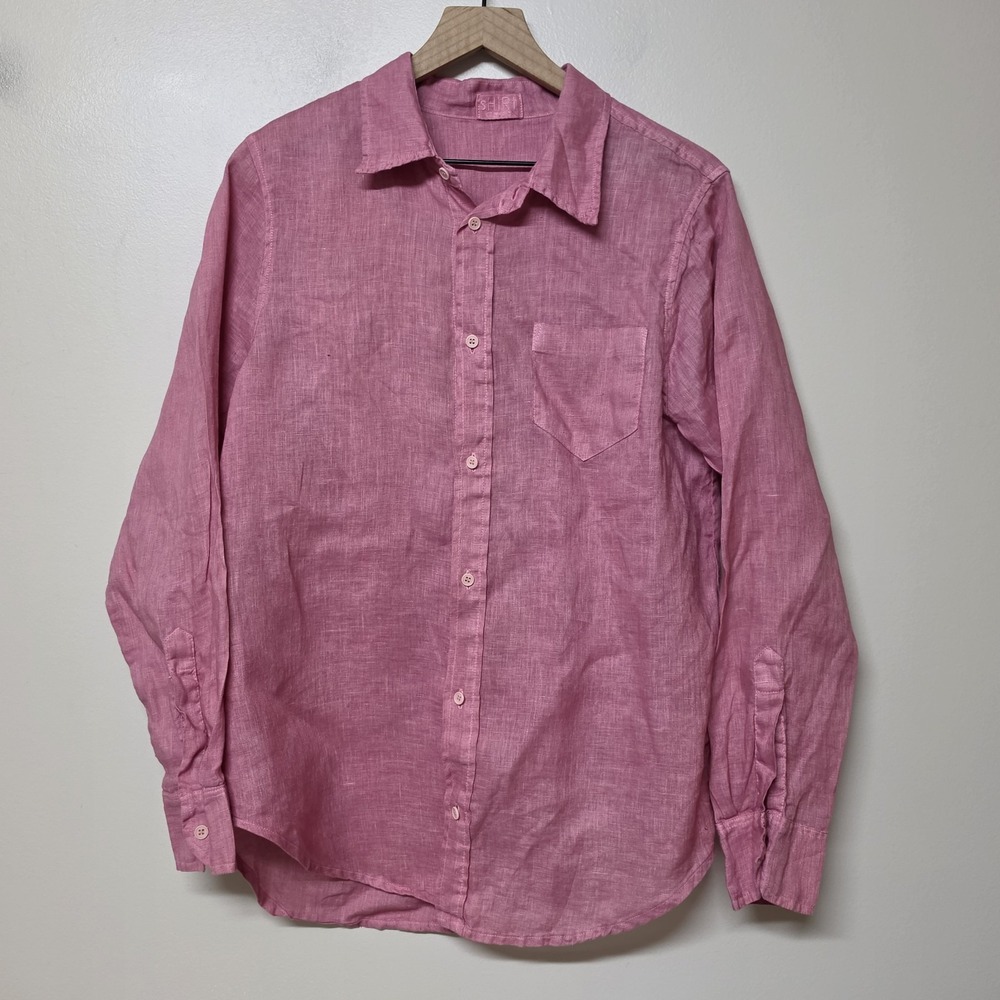 CP Shades 100% Linen Shirt Men's Size M Pink Button Down Relaxed Beach Casual